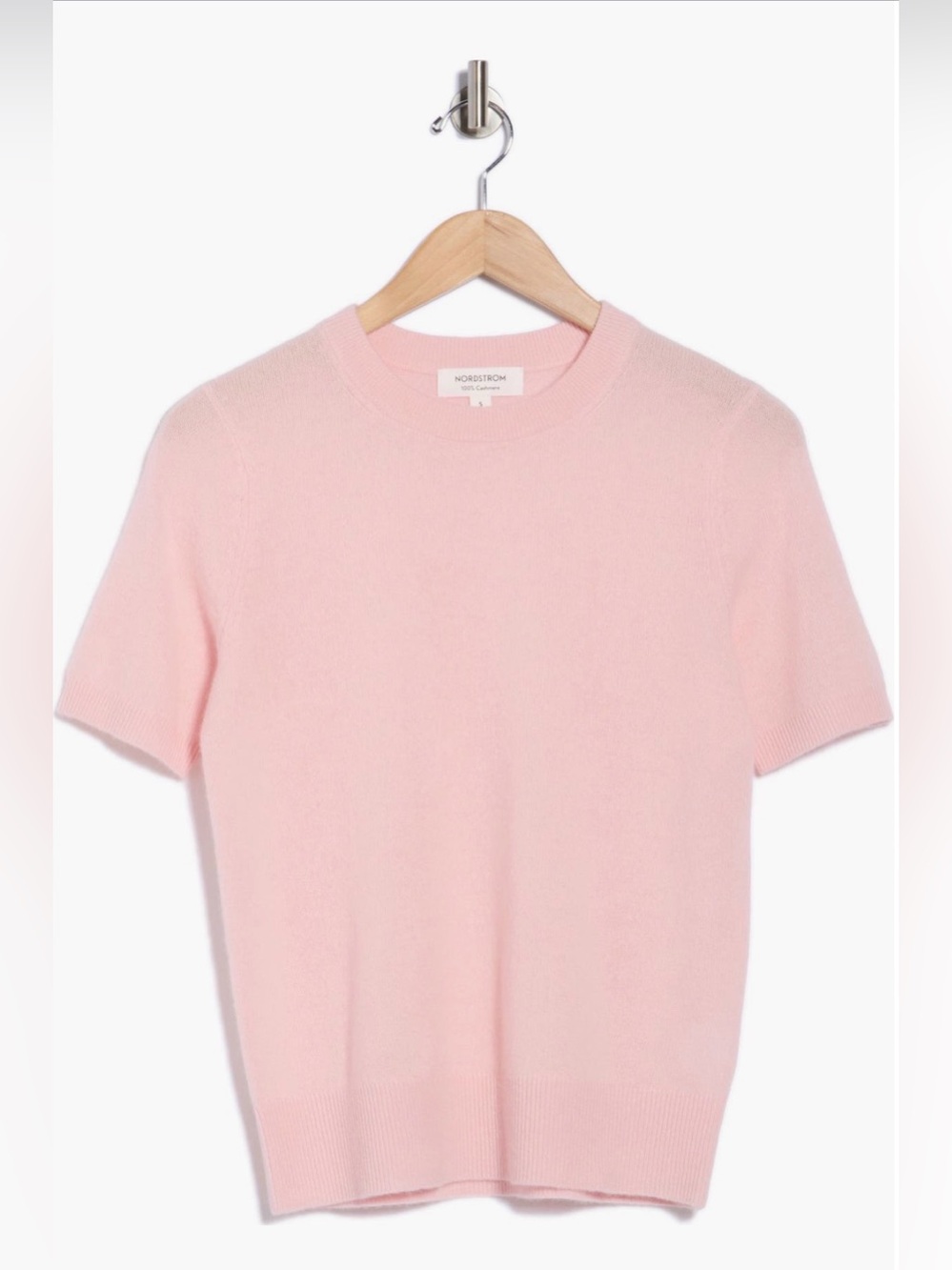 Nordstrom Rack pink short sleeve cashmere sweater small